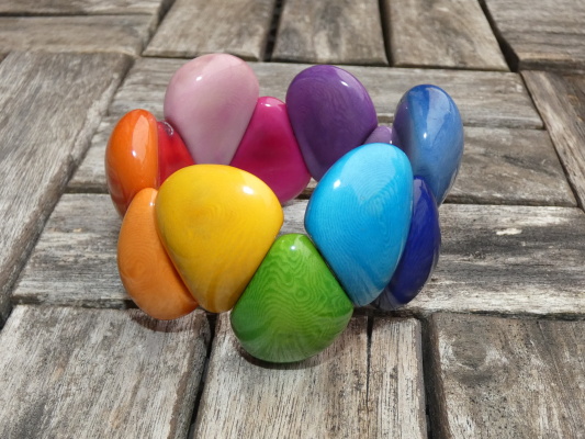 Náramek tagua slzy (duha)