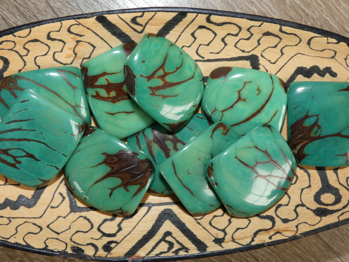 Tagua obdélník (aqua, 2 dírky)