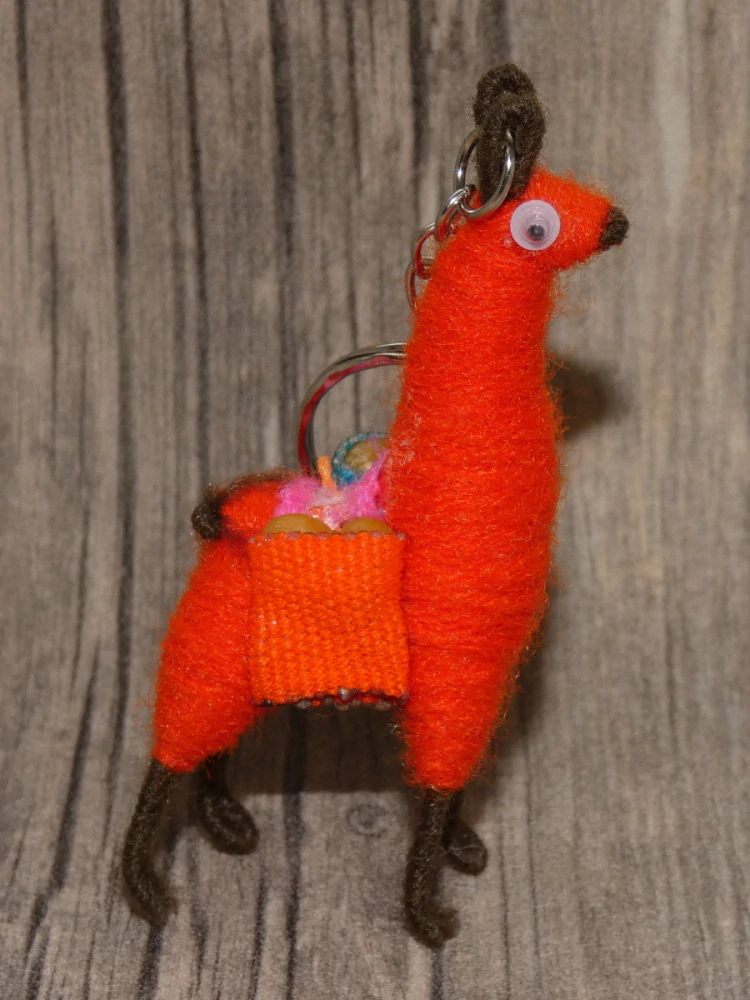 Přívěsek na klíče (lama, oranžovočervená)