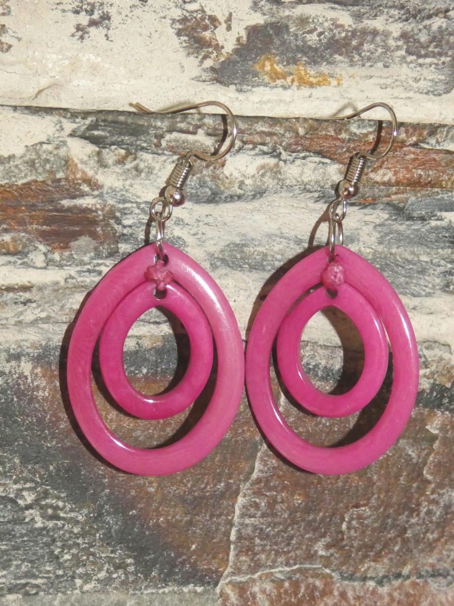 Náušnice tagua (slzy, růžové)
