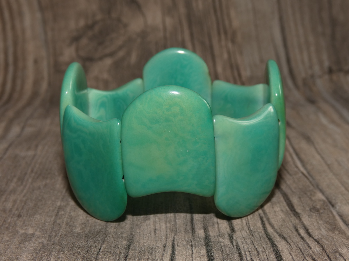 Náramek tagua (aqua, vlnky)