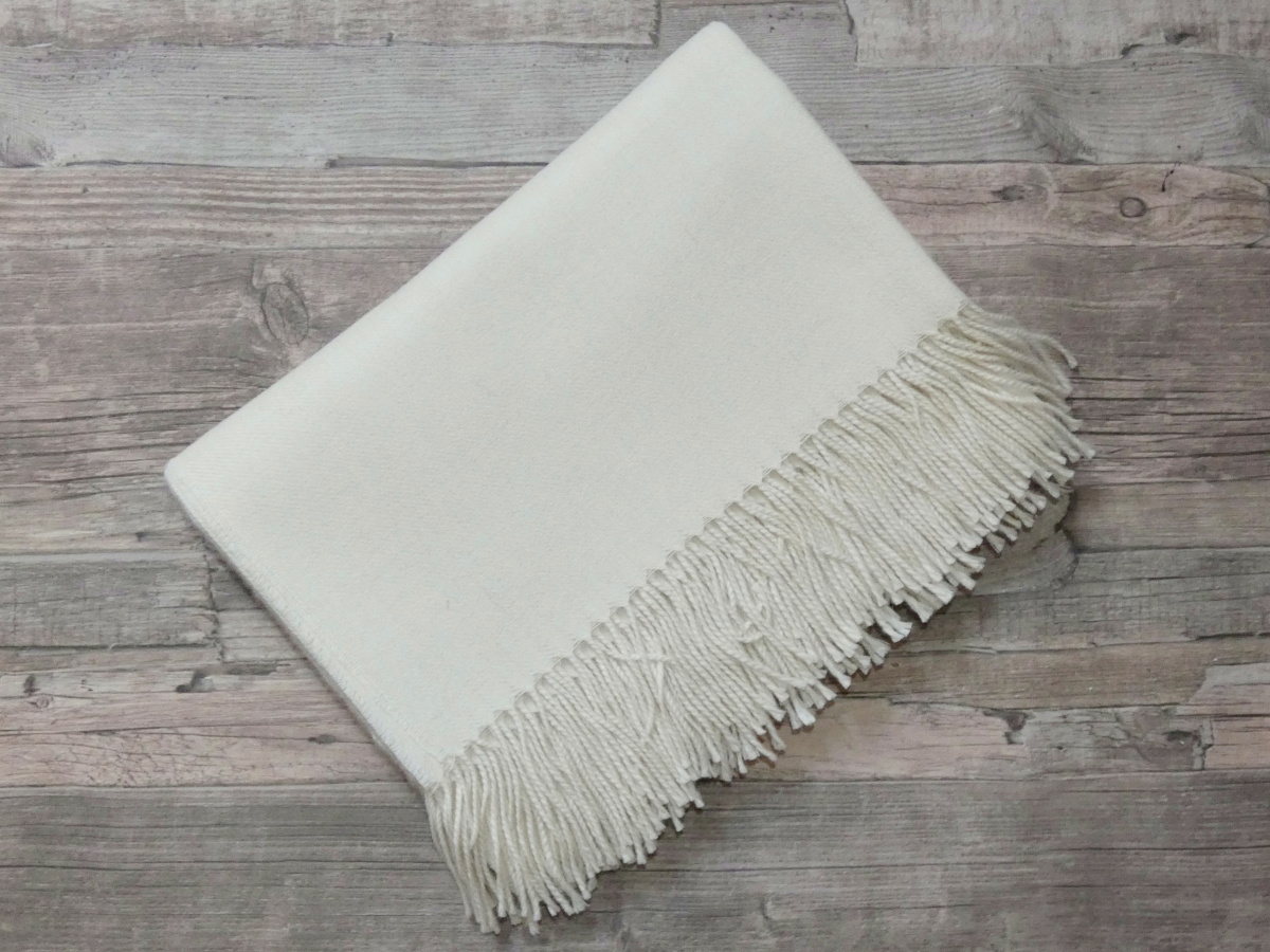 Deka/pléd z lamí vlny (100% baby alpaca, smetanová)