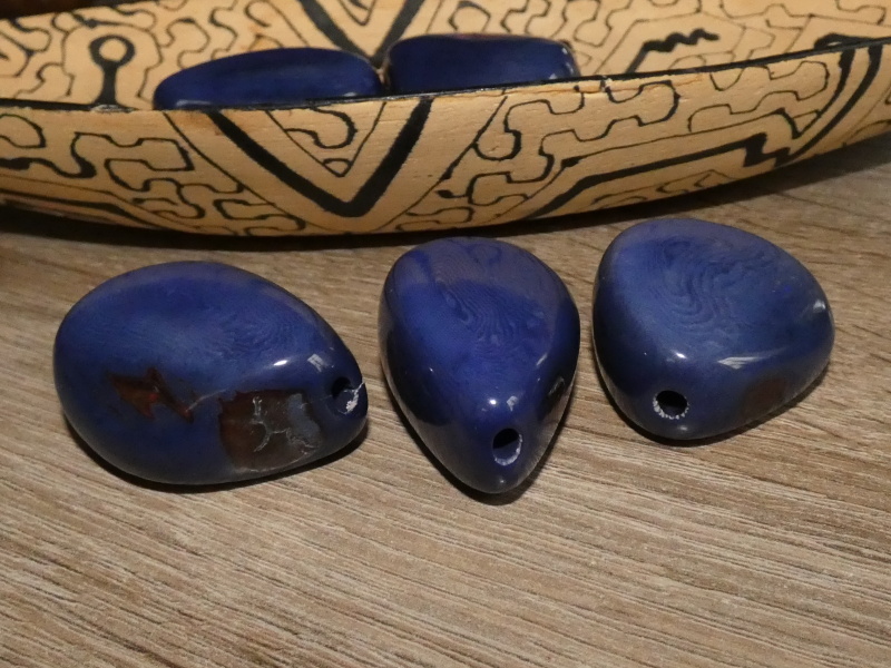 Tagua - oblázek (podélný, modrý)