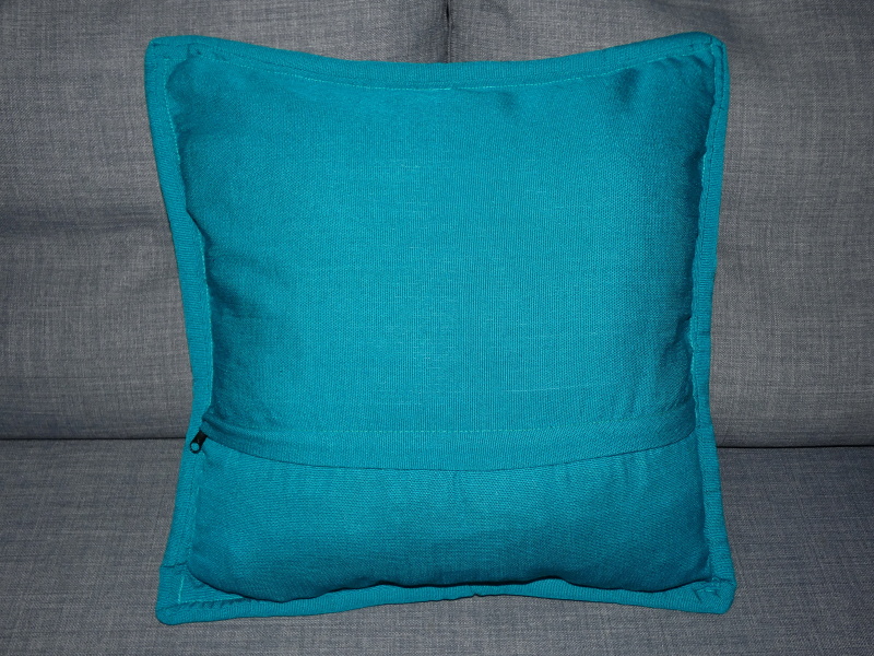 Polštář vyšívaný (květy, aqua, 48x48 cm)