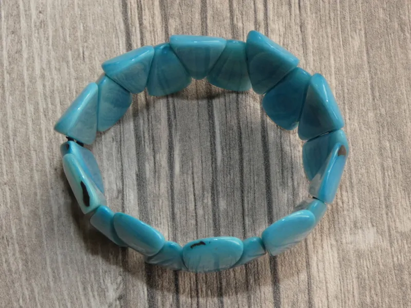 Náramek tagua (kapky, bledě modré)