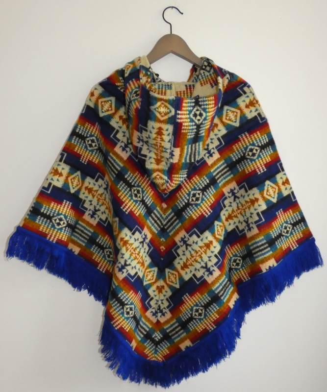 Pončo I (lamí vlna, Ekvádor, modré)
