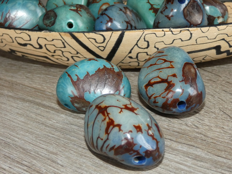 Tagua - maxikorálek (tyrkysový - kresba)