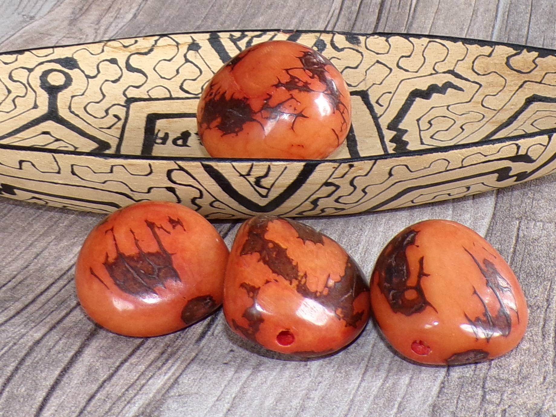 Tagua - maxikorálek (oranžový, kresba)