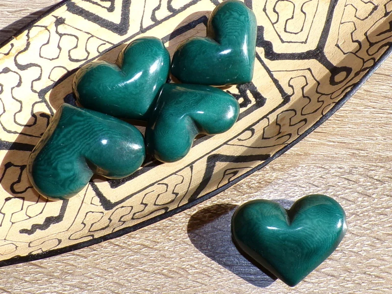 Tagua srdíčko (buclaté, tmavě zelené, skrz)