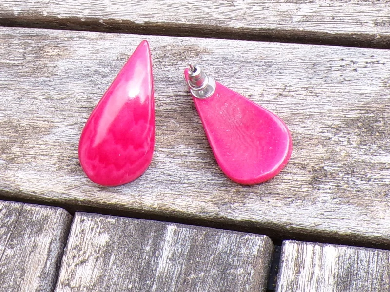 Náušnice tagua (slzičky, zapichovací, růžové)