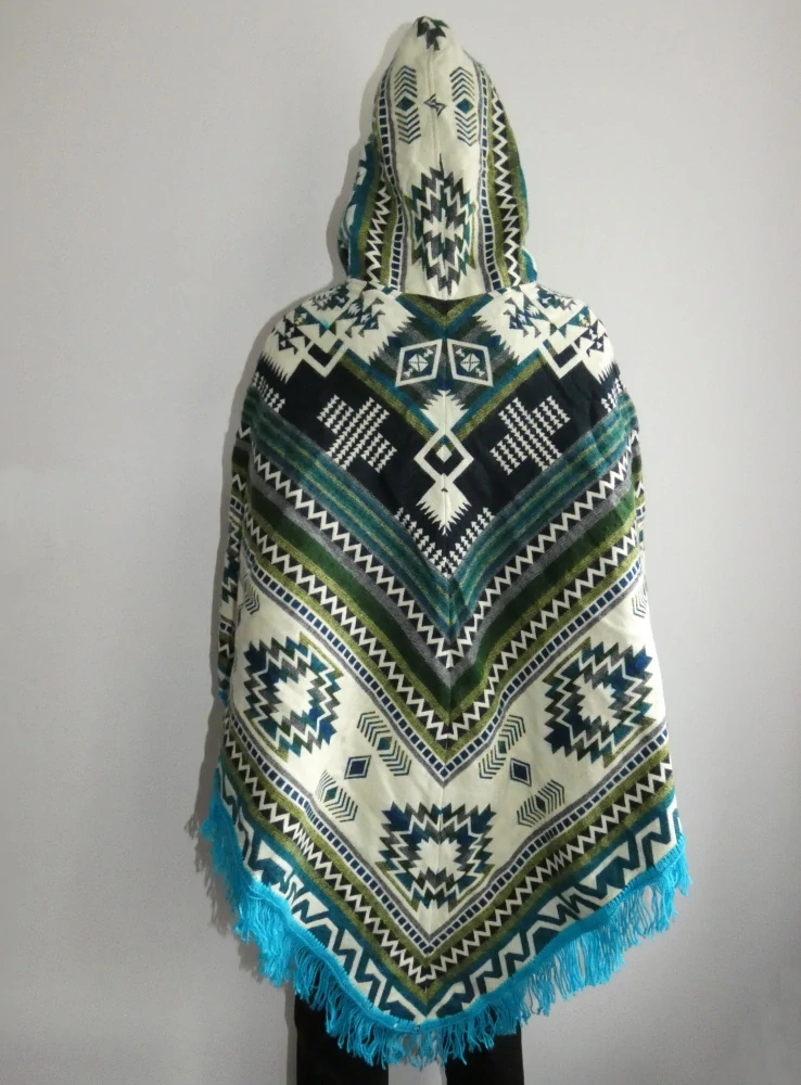 Pončo I (lamí vlna, Ekvádor, modrozelené)