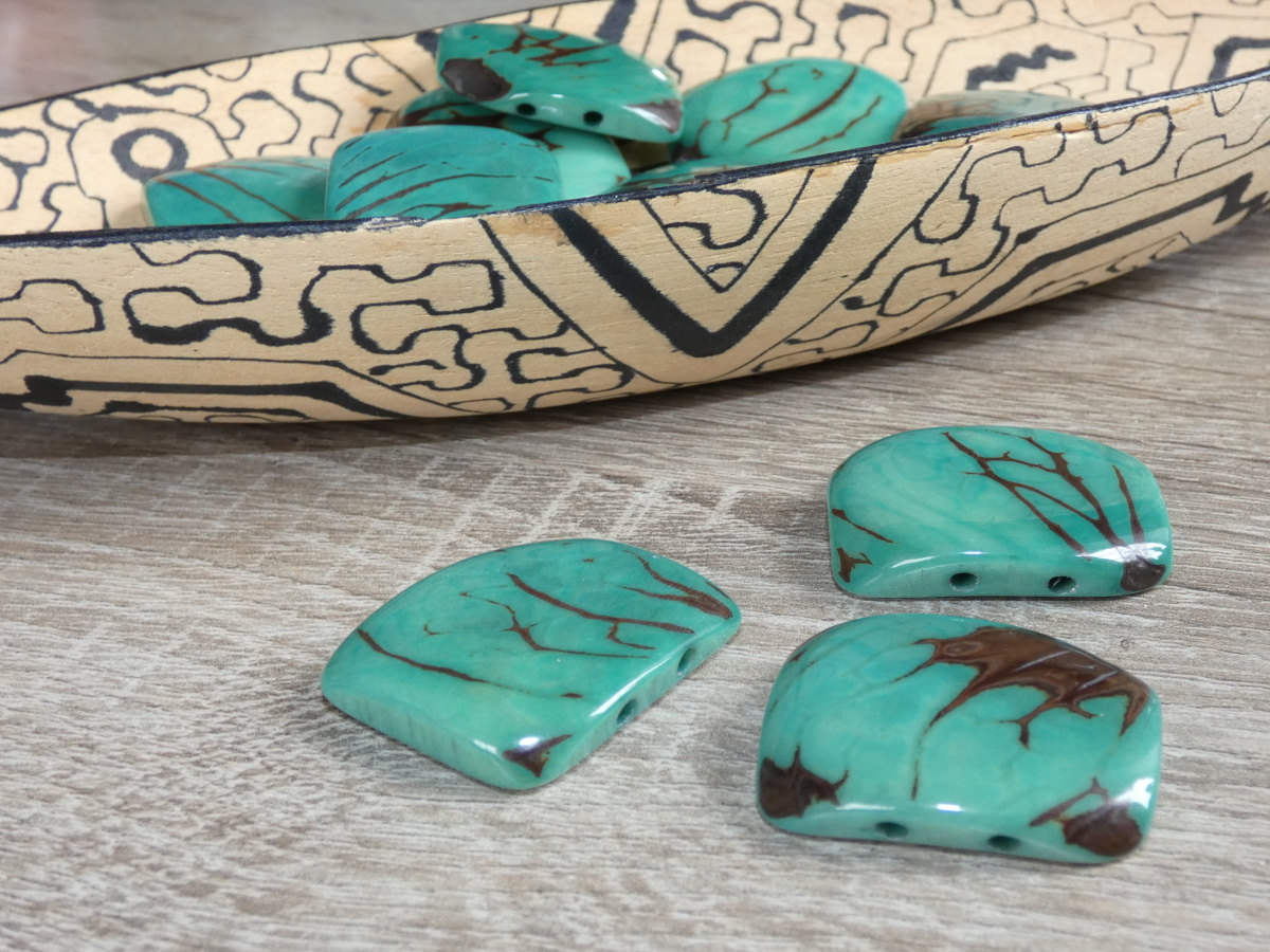 Tagua obdélník (aqua, 2 dírky)
