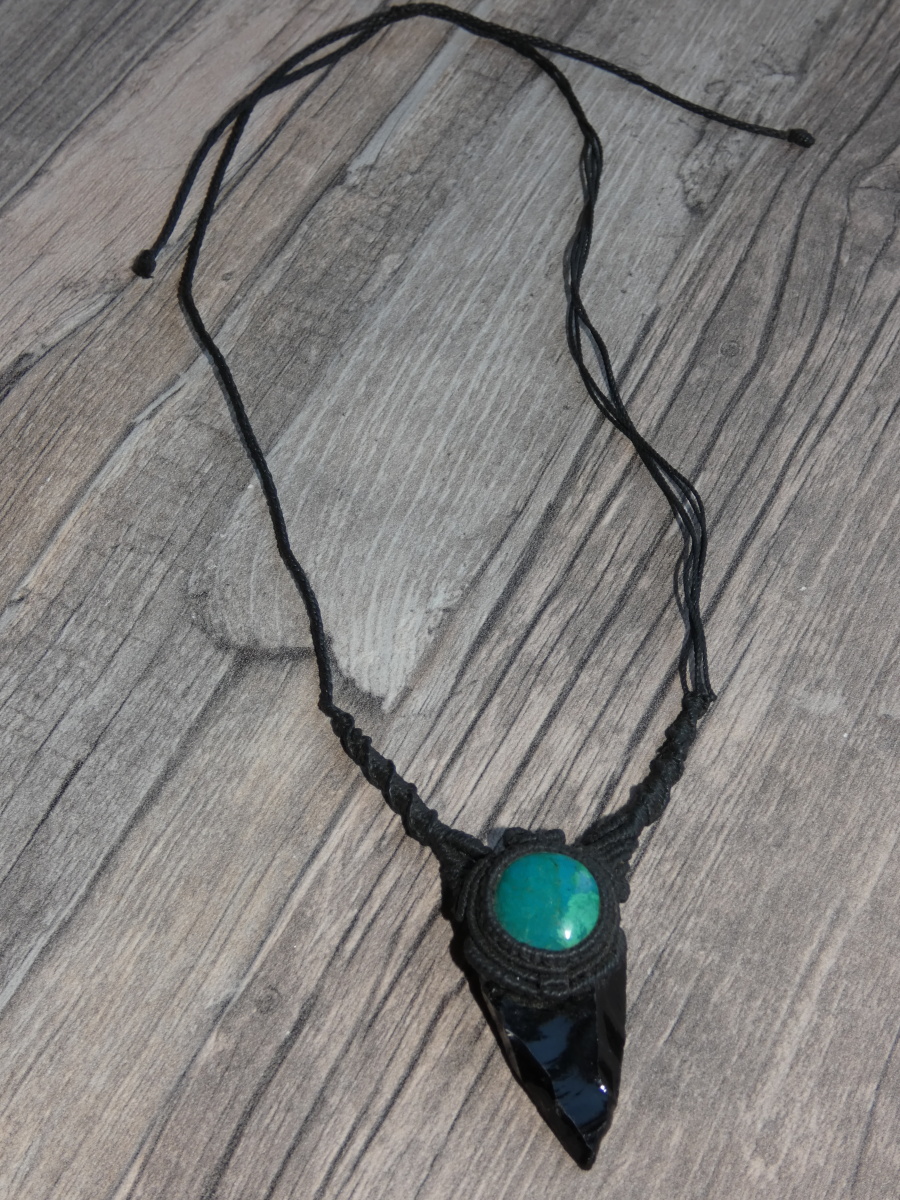 Náhrdelník (obsidián a peruánský tyrkys)