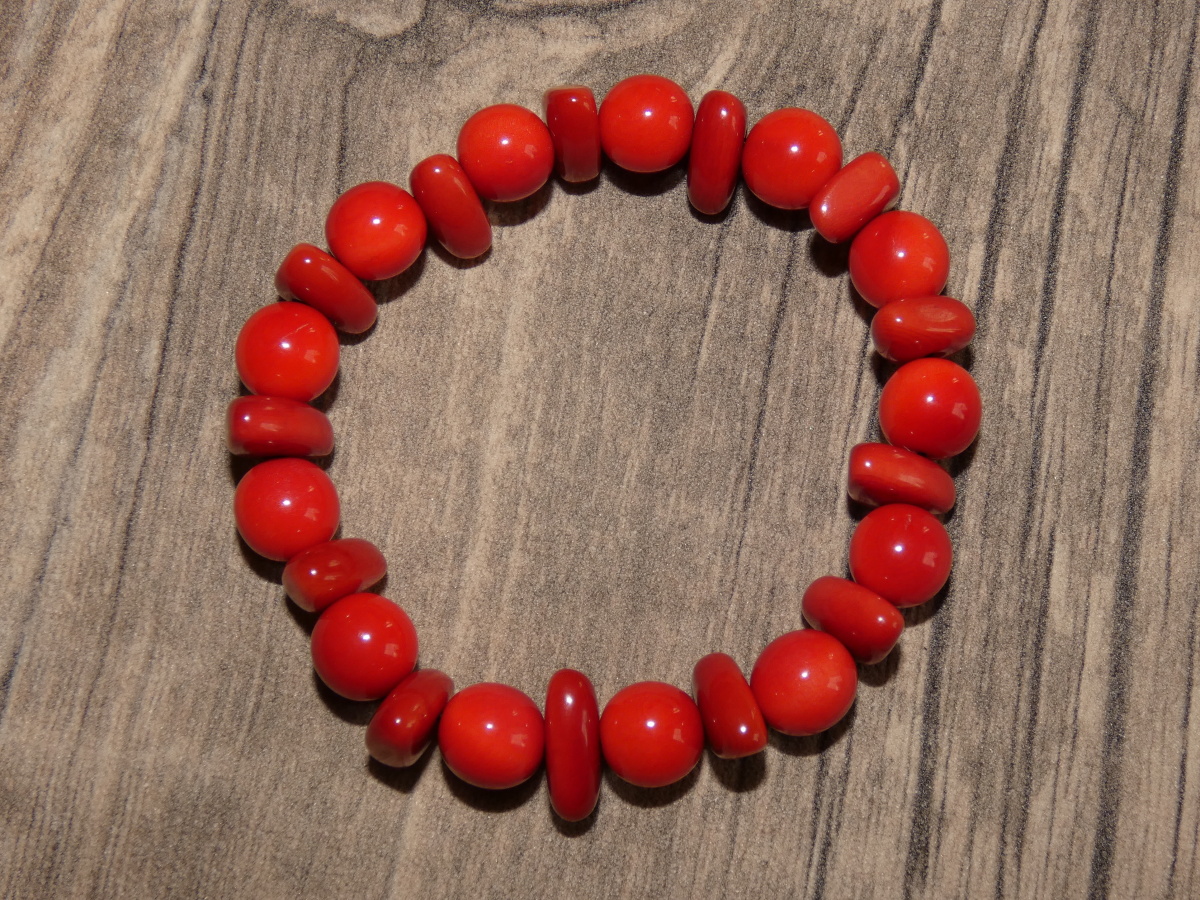 Náramek tagua perličky (červený I)
