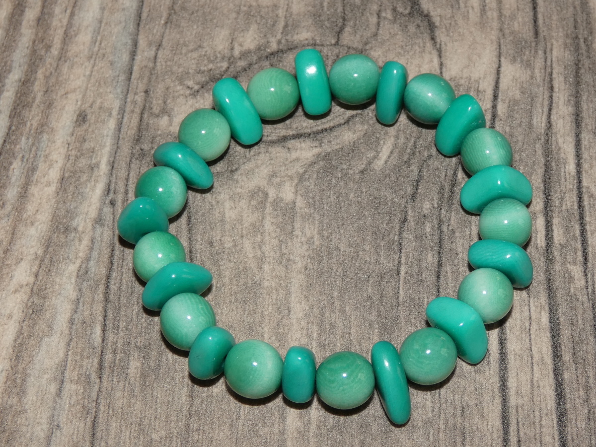Náramek tagua perličky (aqua)