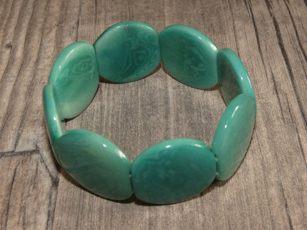 Náramek tagua (aqua, kolečka)
