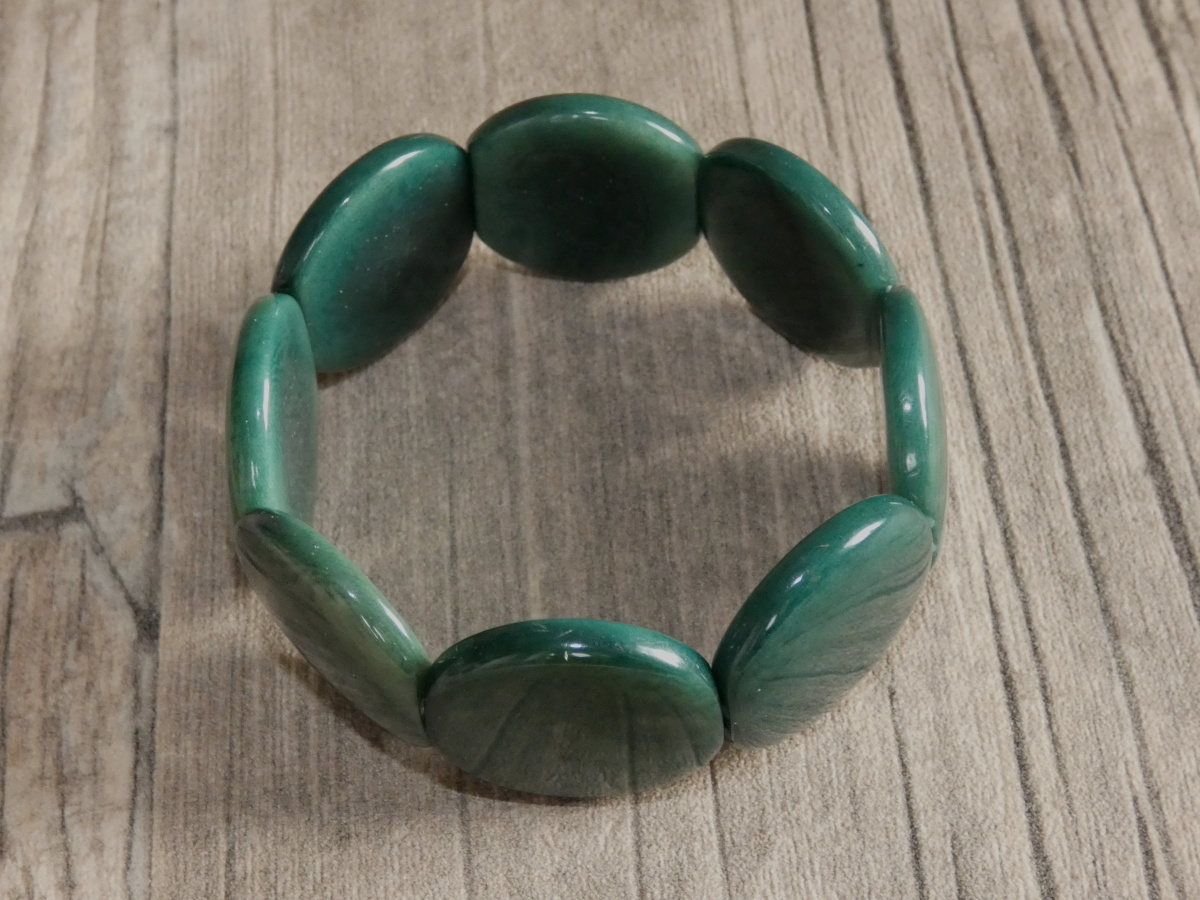 Náramek tagua (tmavě zelený, kolečka)