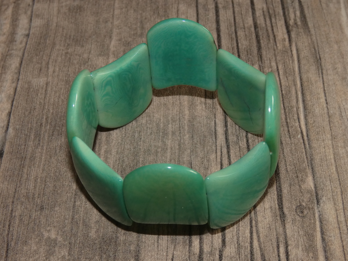 Náramek tagua (aqua, vlnky)