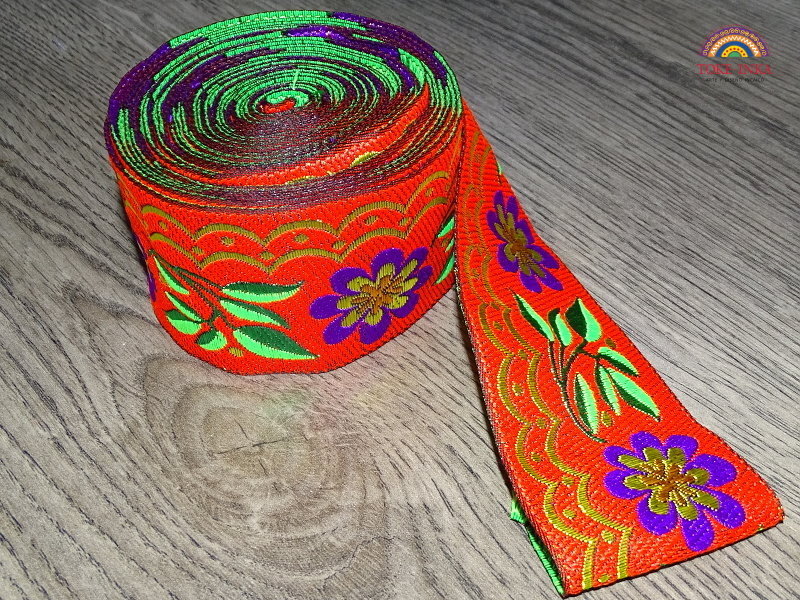 Stuha/lem (kytičky, oranžová, 1m)