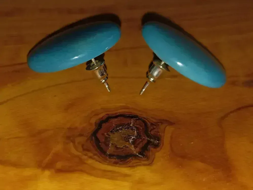 Náušnice tagua (zapichovací, tyrkysové)