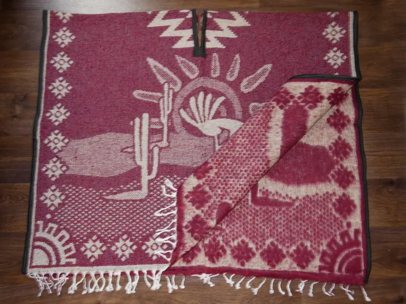 Pončo (Kokopelli, tmavě červené)