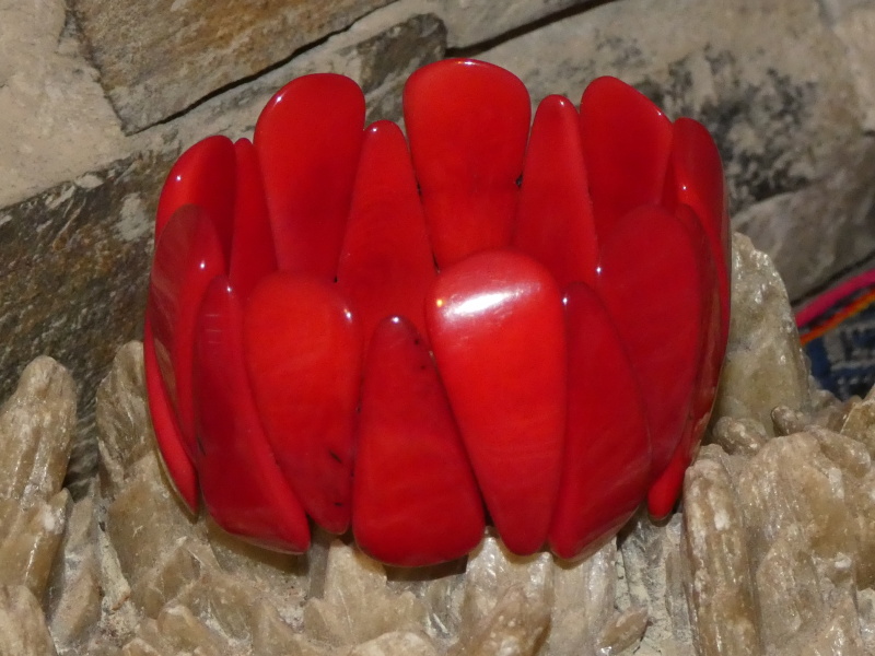 Náramek tagua (kapky, červené)