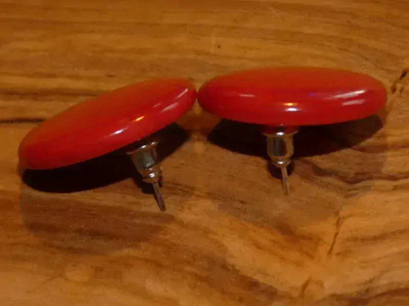 Náušnice tagua (zapichovací, červené)