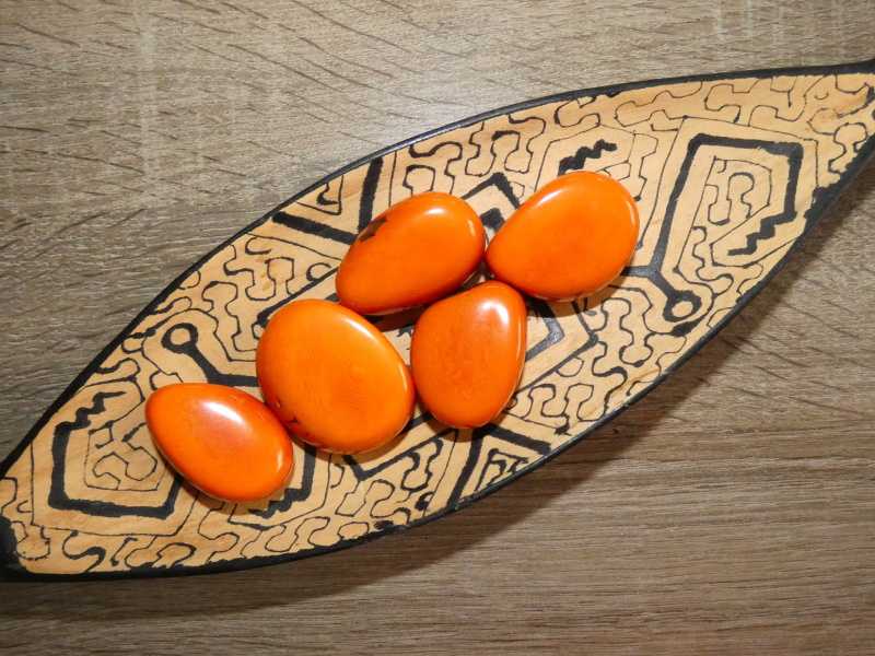 Tagua - oblázek (podélný, oranžový)
