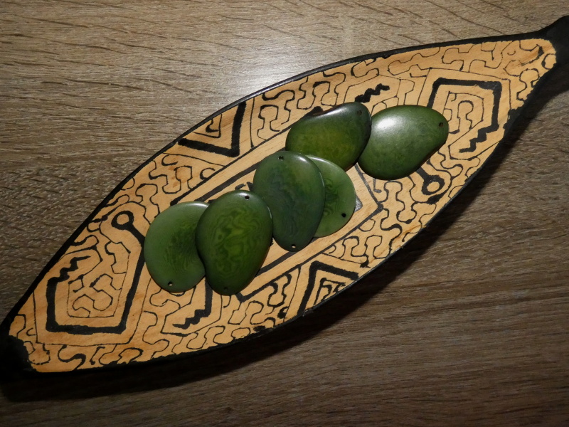 Tagua - plátek (dvě dírky, zelený)