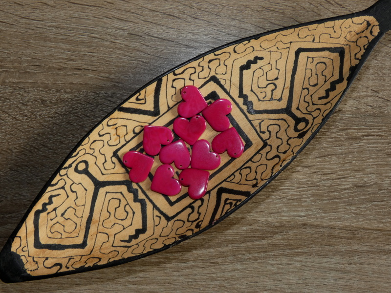 Tagua - srdíčko (malinké, růžové)