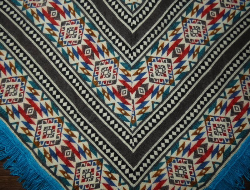 Pončo I (lamí vlna, Ekvádor, tyrkysové)