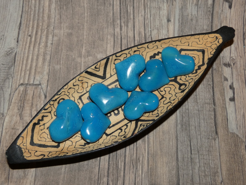 Tagua srdíčko (buclaté, tyrkysové, skrz)