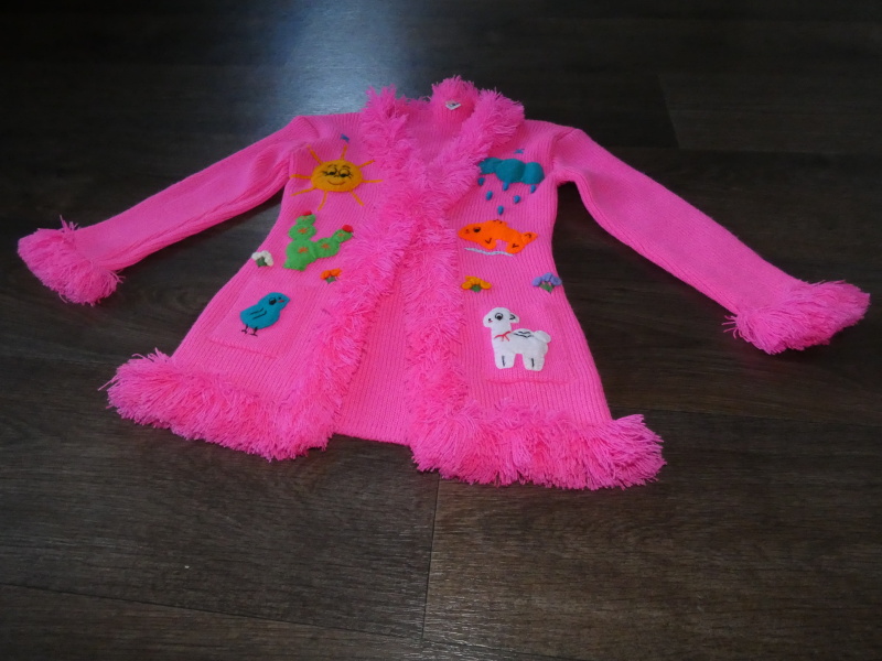Svetr dětský (třásně, růžový, 3-4 roky)