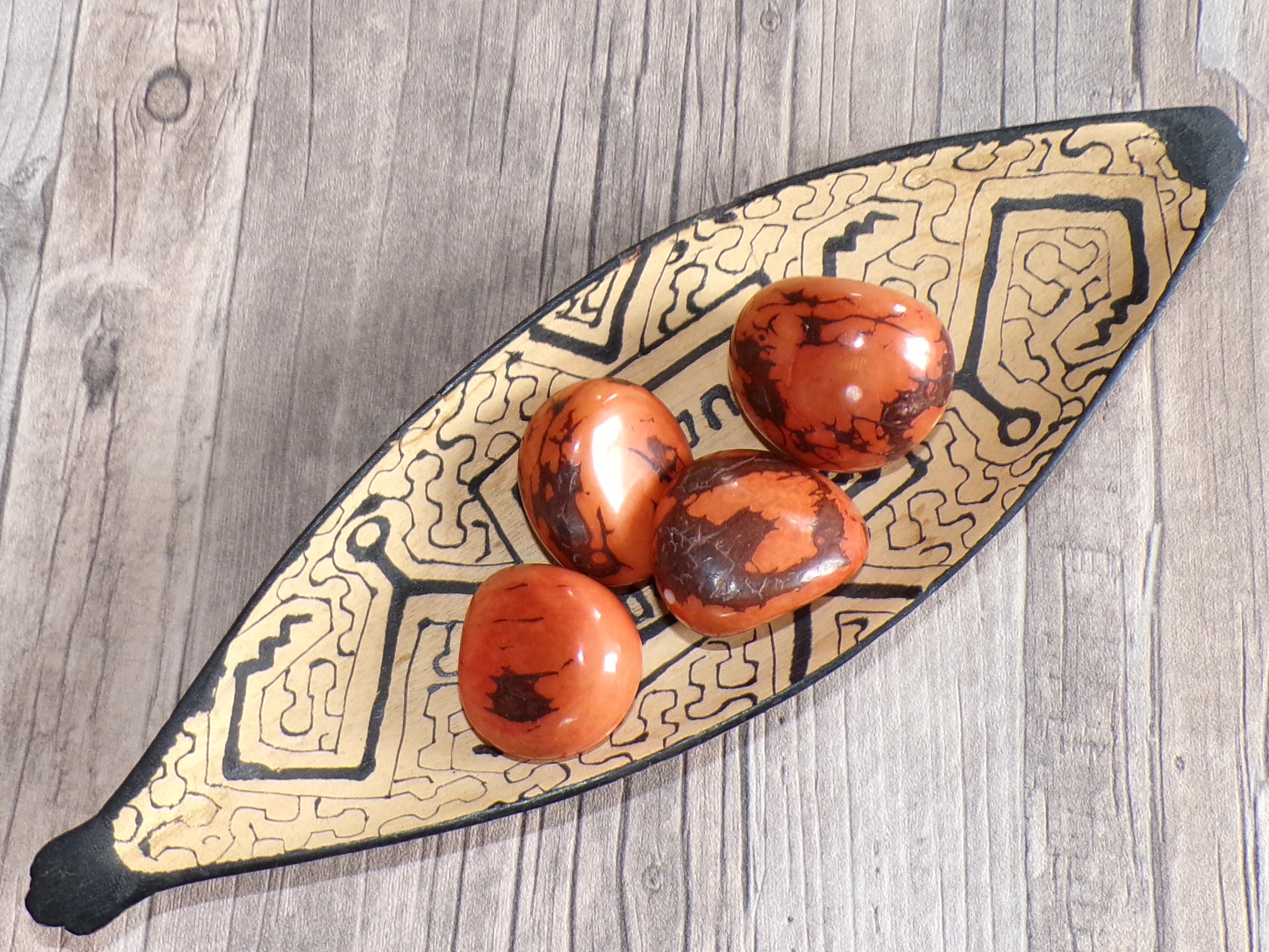 Tagua - maxikorálek (oranžový, kresba)