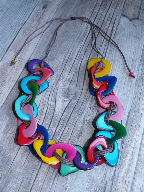 Náhrdelník (tagua, barevný, větší)