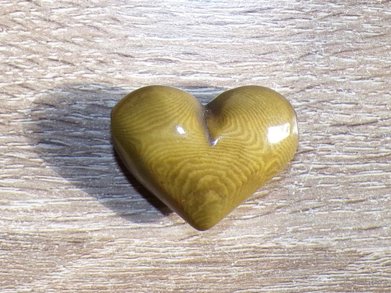 Tagua srdíčko (buclaté, olivové, skrz)