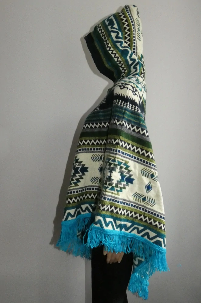 Pončo I (lamí vlna, Ekvádor, modrozelené)