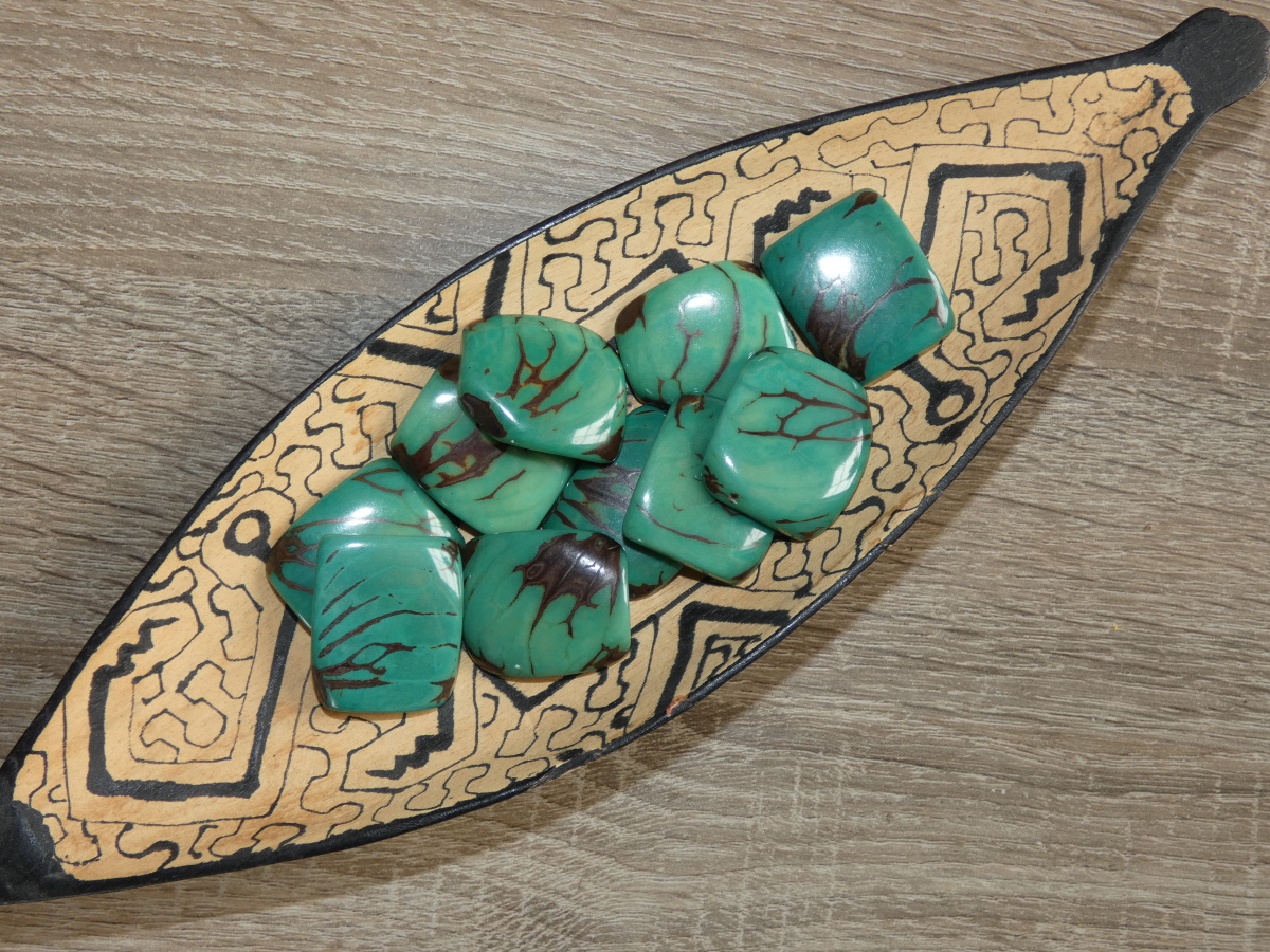 Tagua obdélník (aqua, 2 dírky)