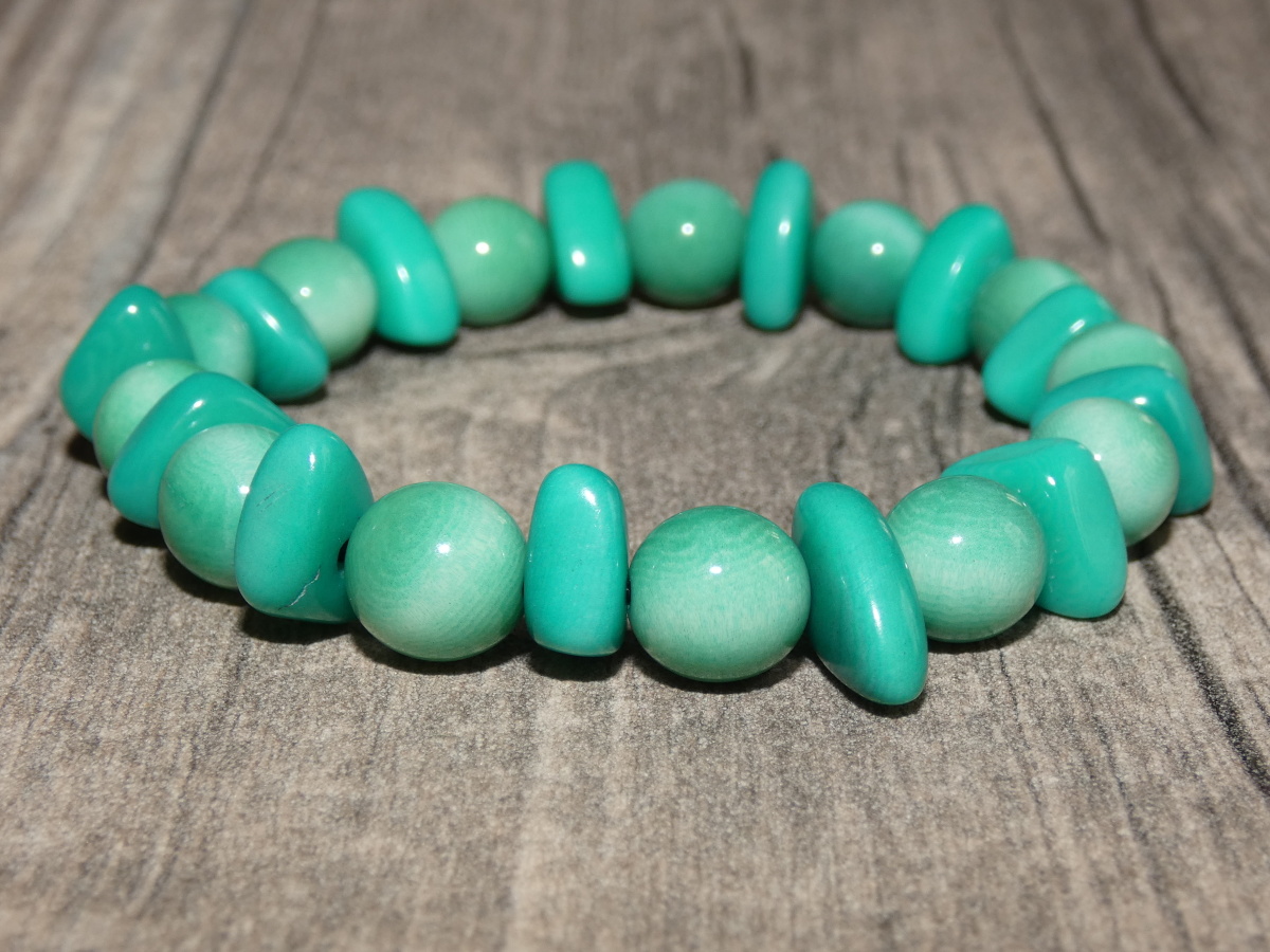 Náramek tagua perličky (aqua)