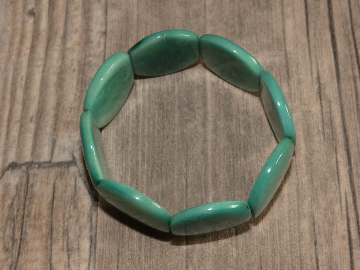 Náramek tagua (aqua, kolečka)