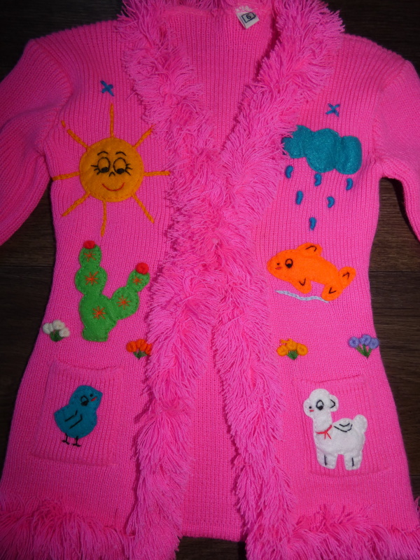 Svetr dětský (třásně, růžový, 3-4 roky)