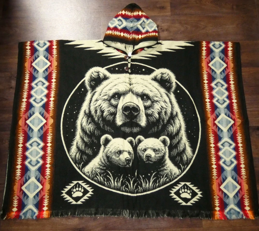 Pončo (lamí vlna, Ekvádor, medvěd)