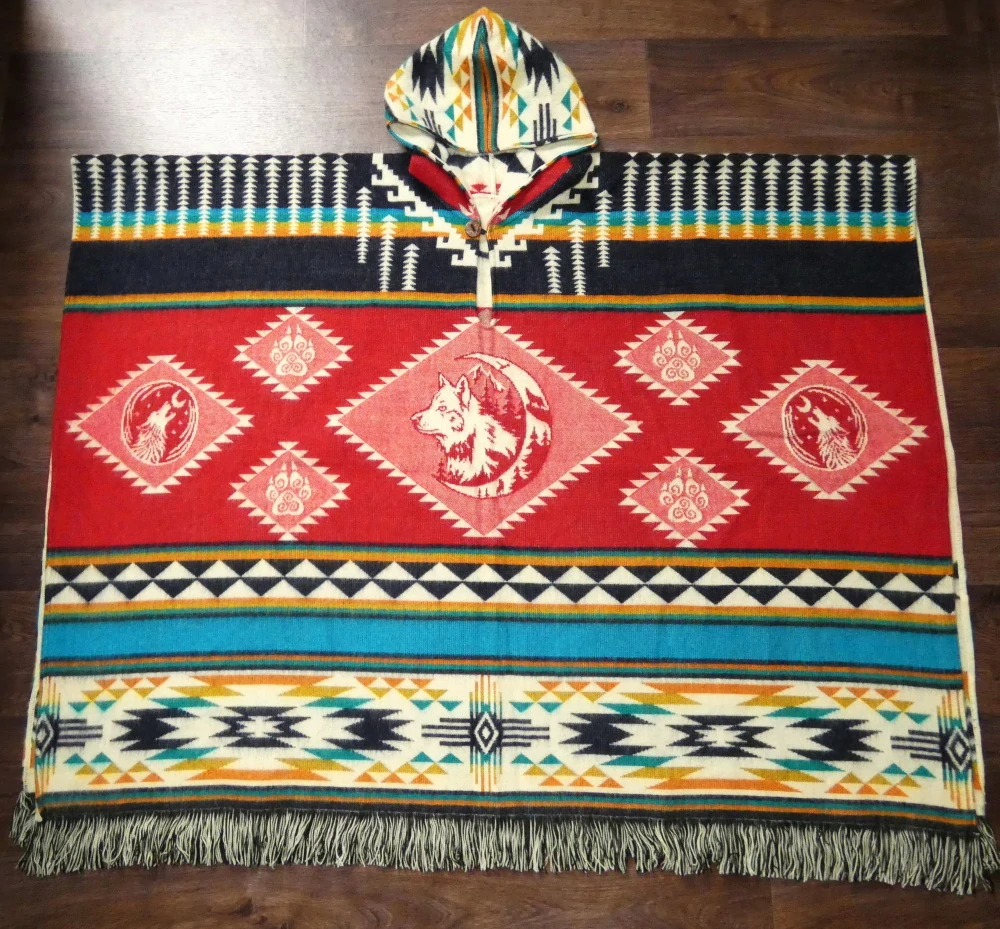 Pončo (lamí vlna, Ekvádor, vlci VI)