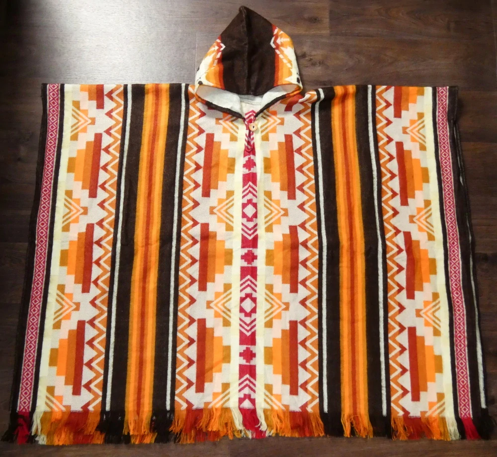 Pončo (lamí vlna, Ekvádor, vzor)