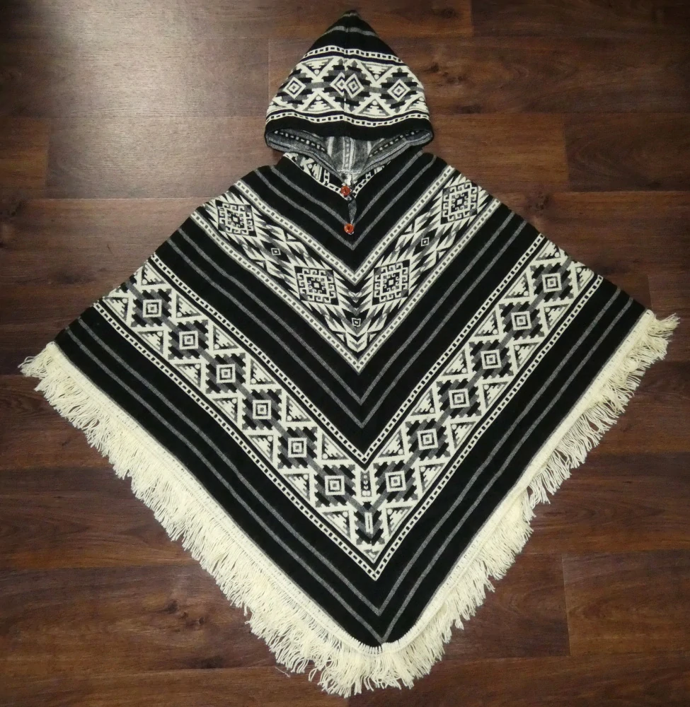 Pončo I (lamí vlna, Ekvádor, černé I)