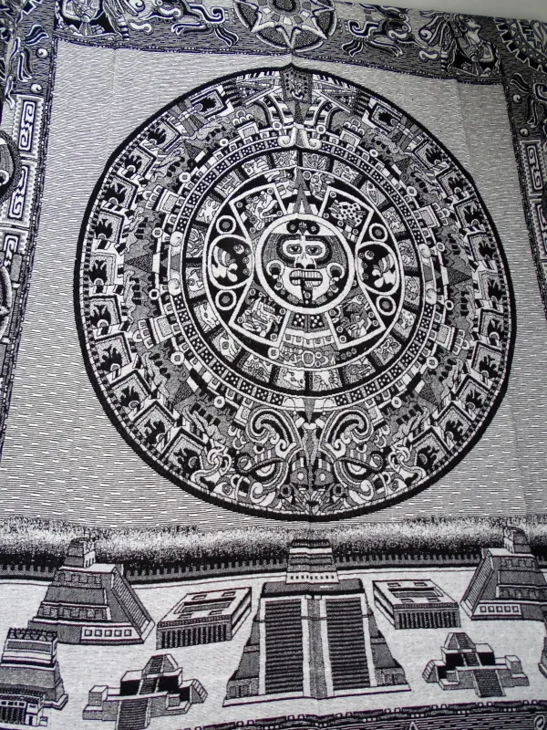 Přehoz mayský kalendář (černý)