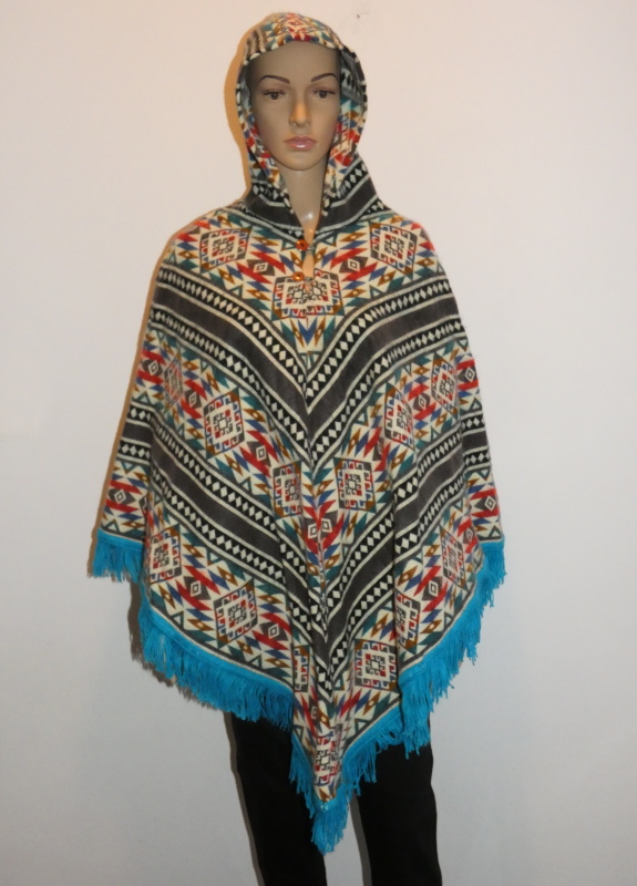 Pončo I (lamí vlna, Ekvádor, modré)
