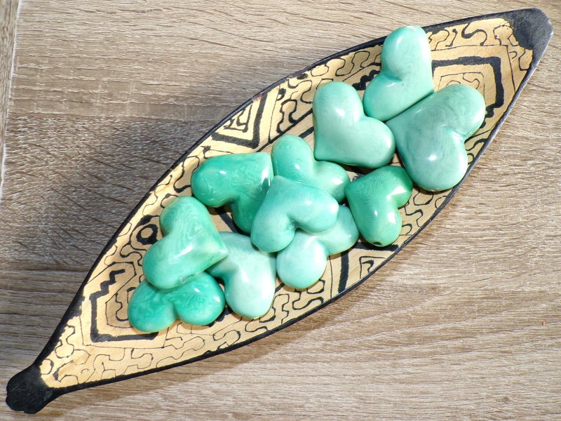Tagua srdíčko (buclaté, aqua, skrz)