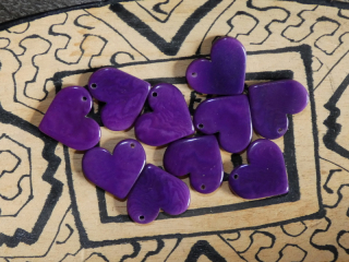 Tagua - srdíčko (malinké, fialové)