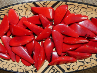 Tagua úlomek (dvě dírky, červený)
